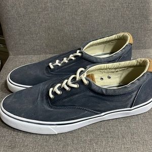 Men's Sperry Striper Top Sider Navy Canvas Boat Shoes Size 12W